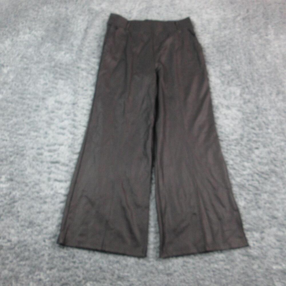 Dictionary Pants Womens XL Black Herringbone Wide Leg Pleated Twill 34x33.5*